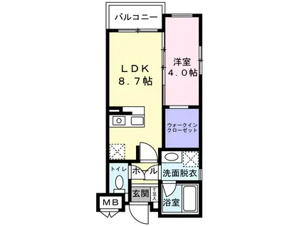 エル・ヴィータ平尾駅南(1LDK/2階)の間取り写真