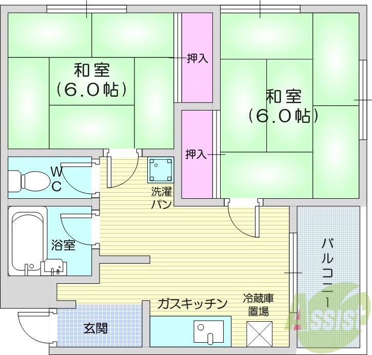 コーポ志波(2DK/2階)の間取り写真
