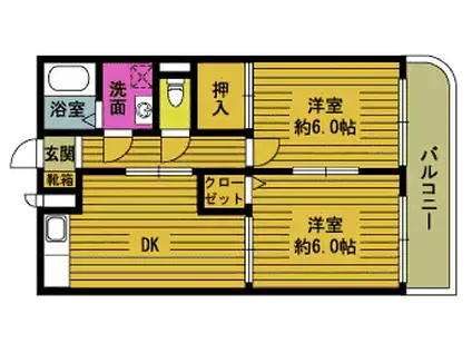 エスポワール山の手(2DK/2階)の間取り写真