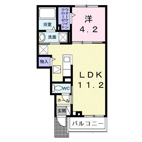 シエル ソレイユ(1LDK/1階)の間取り写真