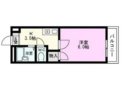 スクエアII(1K/2階)の間取り写真