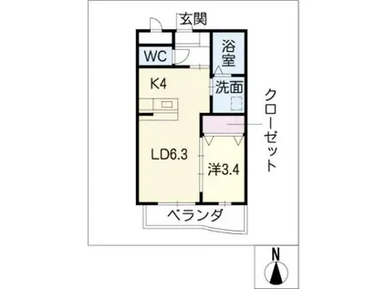 ラ・ペジブル(1LDK/1階)の間取り写真