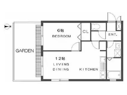 ビューテラス春日丘(1LDK/1階)の間取り写真