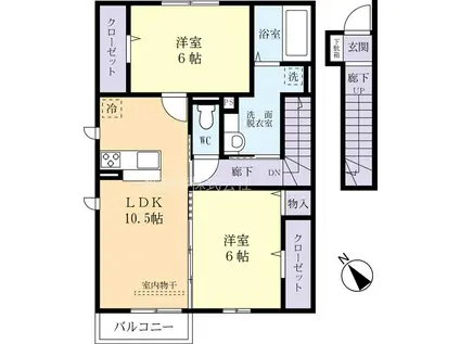 シルクコート サウス(2LDK/2階)の間取り写真