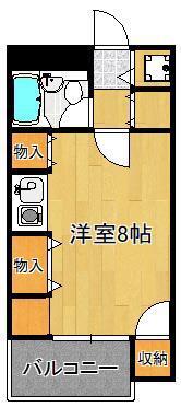 パレス小倉(ワンルーム/8階)の間取り写真