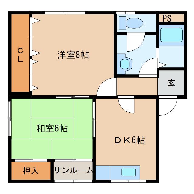 ガーデンヒルG-II(2DK/2階)の間取り写真