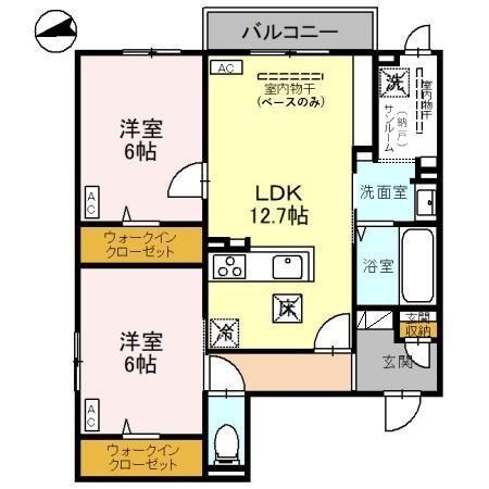 VINTAGE(2LDK/3階)の間取り写真