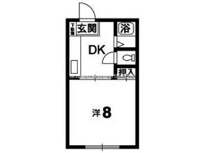 北村ハイツ2(1DK/2階)の間取り写真