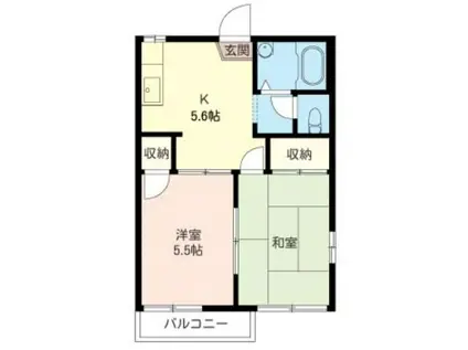 コトーイソダB(2K/2階)の間取り写真