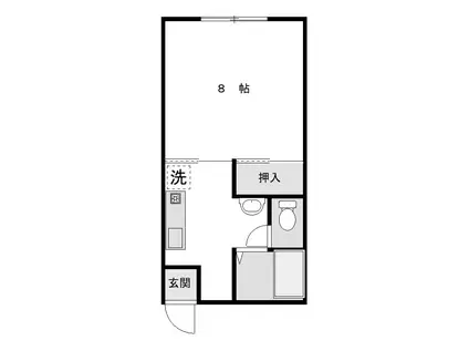 カーサ西新町A棟(1K/1階)の間取り写真