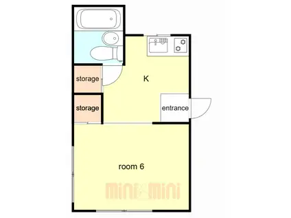 カツノハイツ(1K/4階)の間取り写真