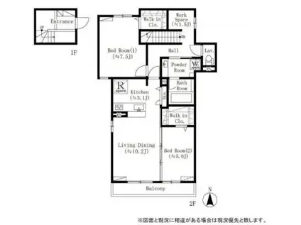 PARKBEAR四谷三丁目(2LDK/2階)の間取り写真