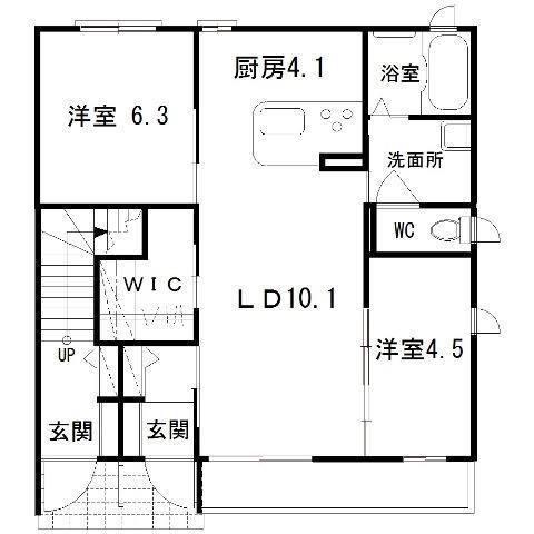 MELROSE COURT I(2LDK/1階)の間取り写真
