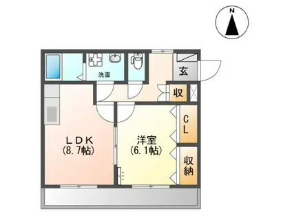 サンコーポ舟岡(1LDK/1階)の間取り写真