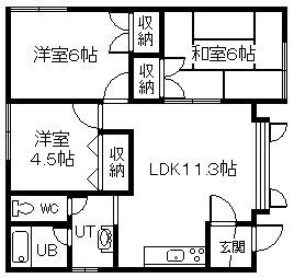 コーポラスアルト(3LDK/1階)の間取り写真