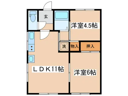 暁荘(2LDK/2階)の間取り写真