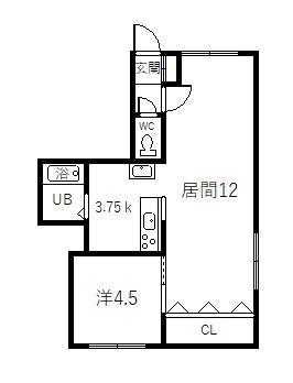 JR石北本線 新旭川駅 徒歩13分 2階建 築37年(1LDK/2階)の間取り写真