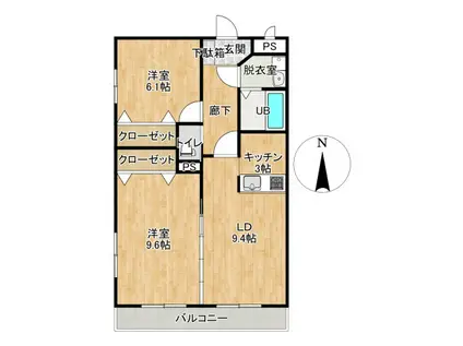 オーパスII(2LDK/2階)の間取り写真