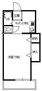 アヴェニール湘南I(1K/2階)の間取り写真