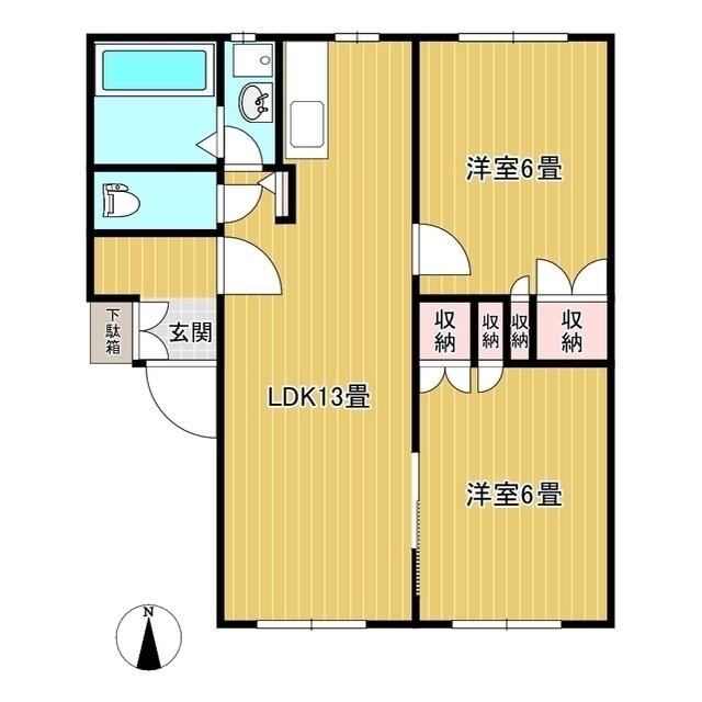 サニーハイツM(2LDK/1階)の間取り写真
