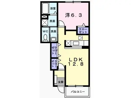 フィールドパレスIV(1LDK/1階)の間取り写真