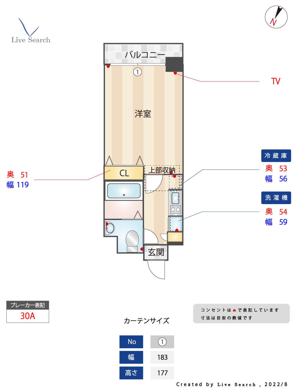 ソシアル天神(1K/2階)の間取り写真