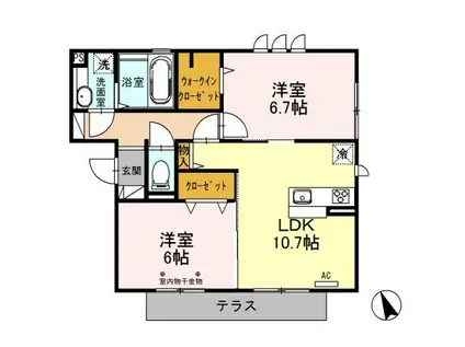 メルベージュI(2LDK/1階)の間取り写真