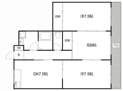 ユニオンコーポラスしんまち(3DK/2階)の間取り写真