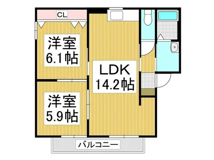 バリュージュフォンテーヌA(2LDK/1階)の間取り写真