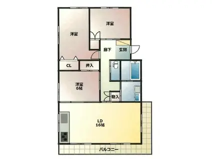 ソワサントUTRII(3LDK/2階)の間取り写真