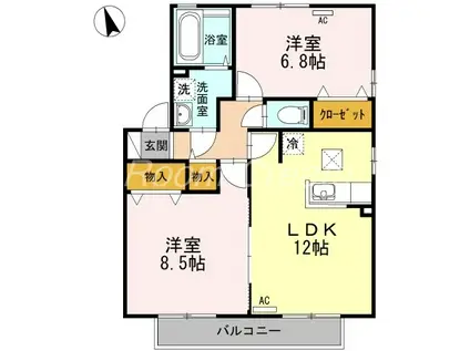 グランシャリオA(2LDK/2階)の間取り写真