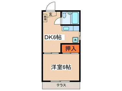 パールハウス是政(1DK/1階)の間取り写真