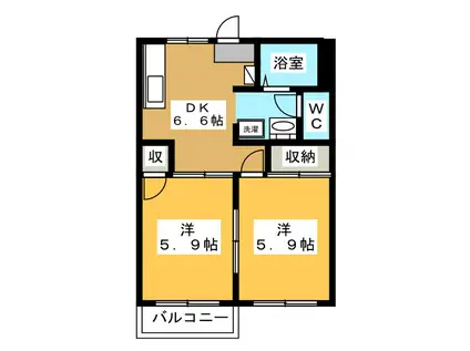 フレグランス瑞穂B(2DK/1階)の間取り写真