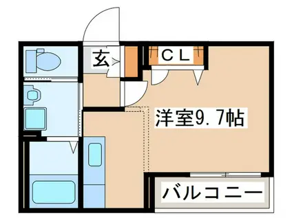 フラッツ上杉(ワンルーム/2階)の間取り写真