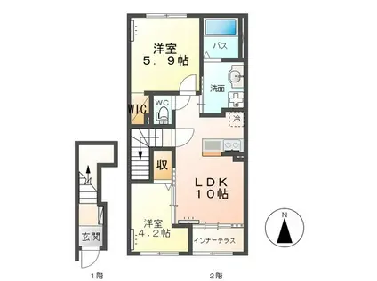 アーバングレイスII(2LDK/2階)の間取り写真