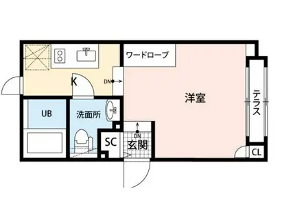 LAPIS大井町II(1K/1階)の間取り写真
