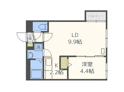 ブルーオーシャン八軒(1LDK/4階)の間取り写真