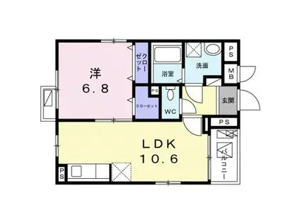 リズルームRIZ ROOM(1LDK/2階)の間取り写真