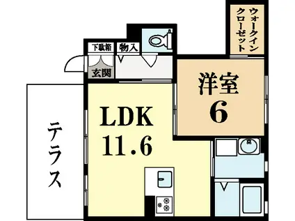 シャーメゾンアビデ(1LDK/1階)の間取り写真