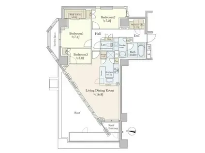 ザ・パークハウス高輪プレイス(3LDK/3階)の間取り写真