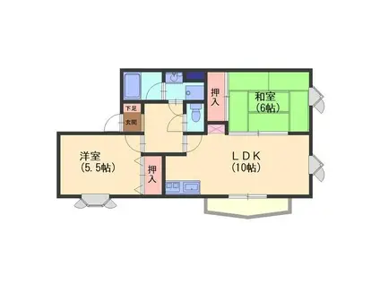 メゾン・ド・ティファニー(2LDK/3階)の間取り写真