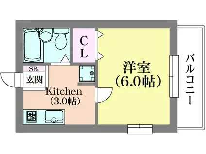ときわ下三条レクラン(1K/2階)の間取り写真