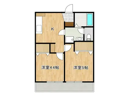 モイセス薬園町(2K/2階)の間取り写真