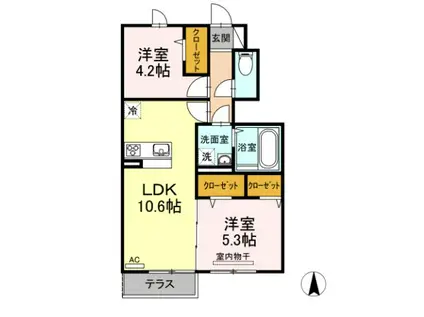 フルール上鷺(2LDK/1階)の間取り写真