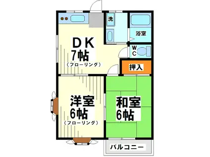 サン ロリアン(2DK/2階)の間取り写真