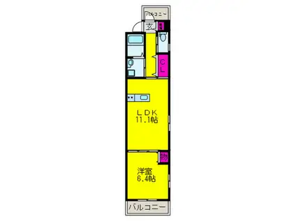 オプト平野本町(1LDK/3階)の間取り写真