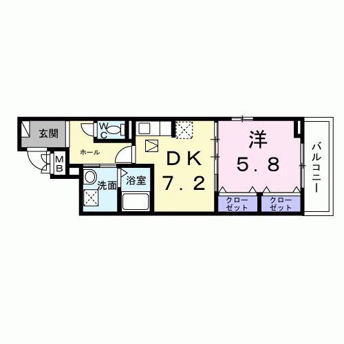 ヒカルサ京都梅津東(1DK/1階)の間取り写真