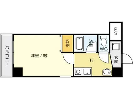 吉野町ワンルームマンション(1K/1階)の間取り写真