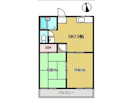 パティオ富士見(2DK/1階)の間取り写真