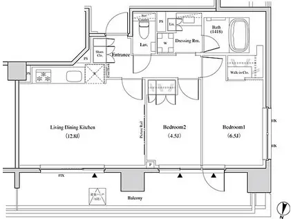 ザ・パークハビオ代々木(2LDK/8階)の間取り写真
